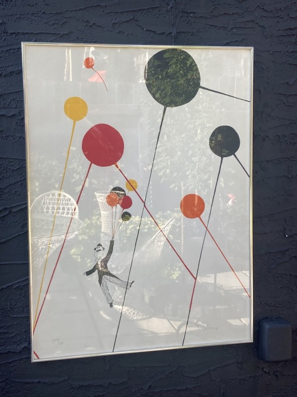 framed vintage litho with balloons