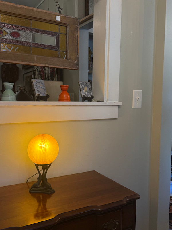 Dolphin based art glass lamp