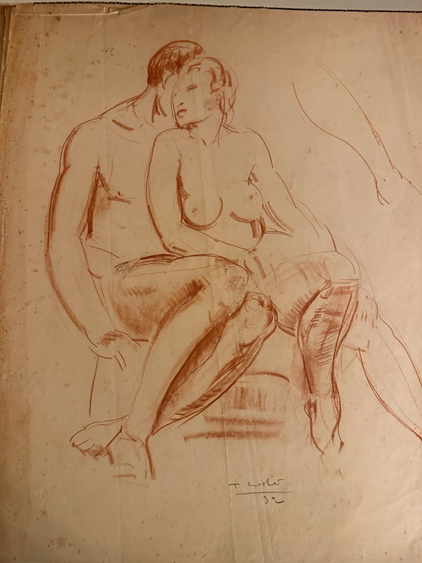 unframed figural nude figural couple