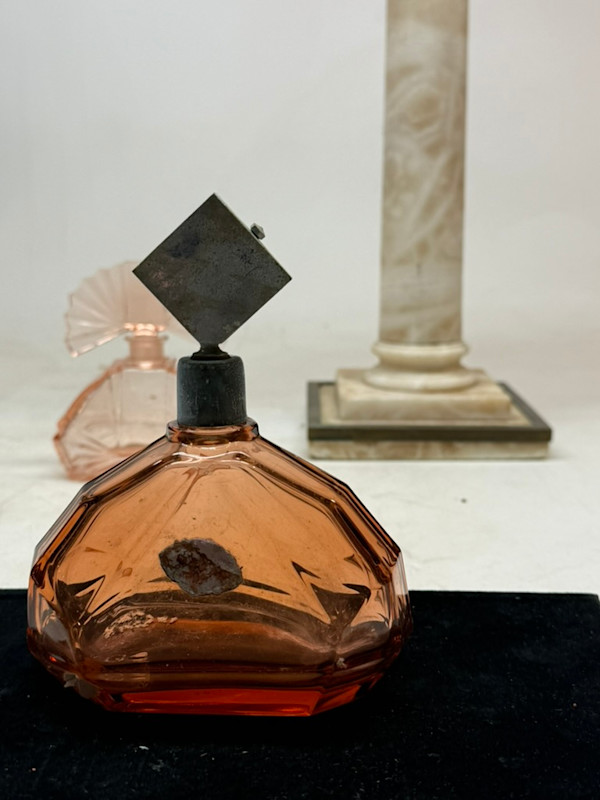 Art Deco pink perfume bottle
