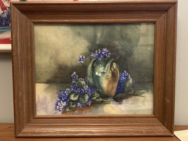 vintage original painting of still life watercolor