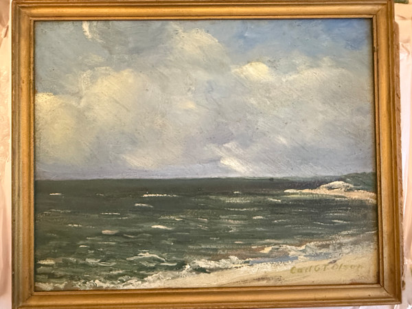 Carl G. T. Olson original oil painting on board cape cod beach SD24