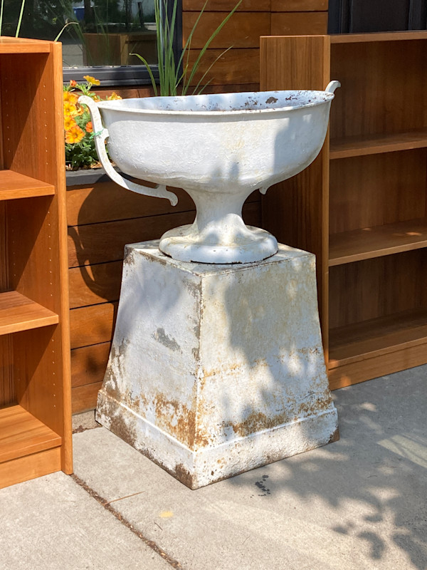 2 piece cast iron Victorian urn