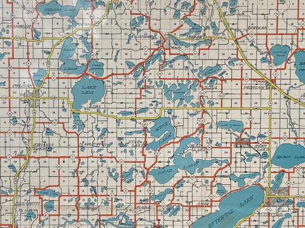 SHRINKWRAPPED early 1951 Otter tail county map