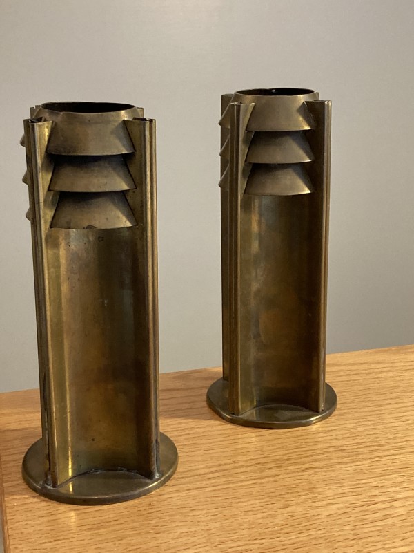 Pair of brass bauhaus vases
