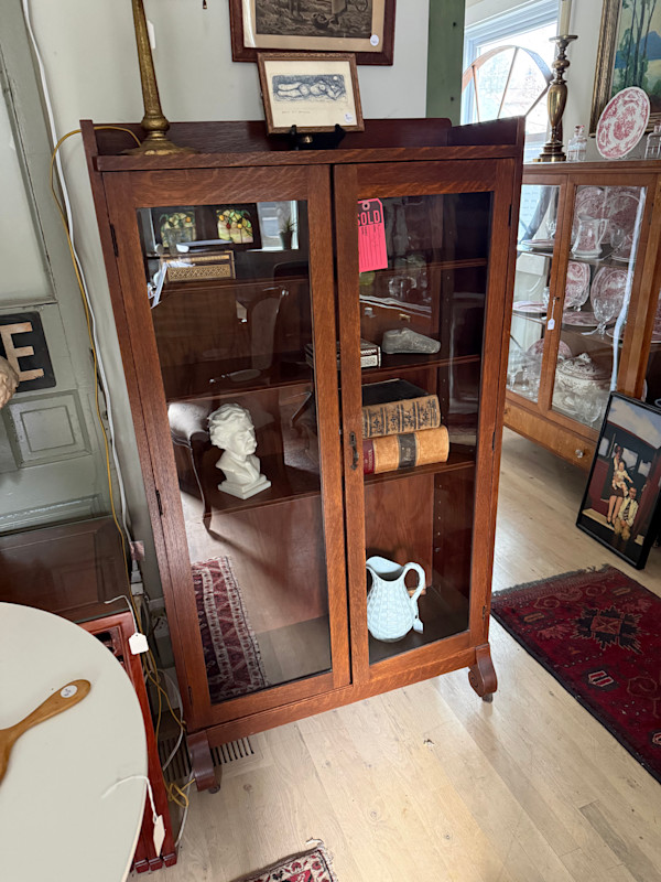 oak glass front bookcase