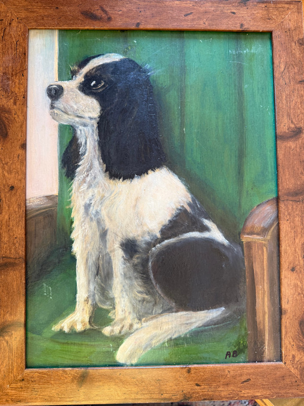 unframed primitive dog painting, Image 1.