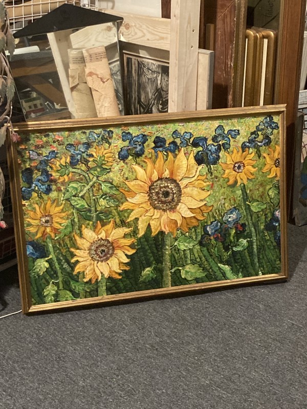 Framed painting of Van Gogh's Sunflowers