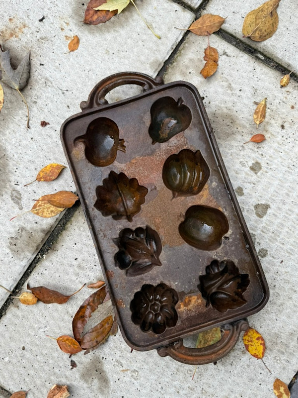 Cast iron Griswold style fall mold motif pan