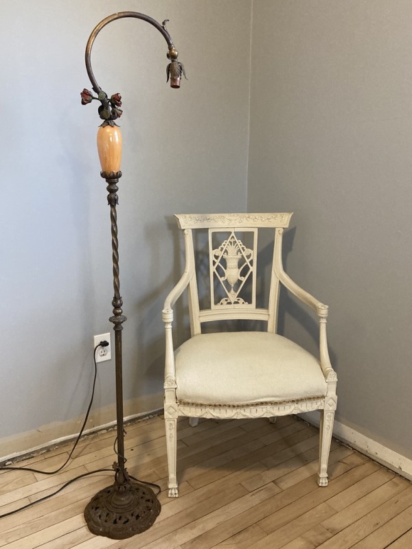 Vintage iron floor lamp with flowers
