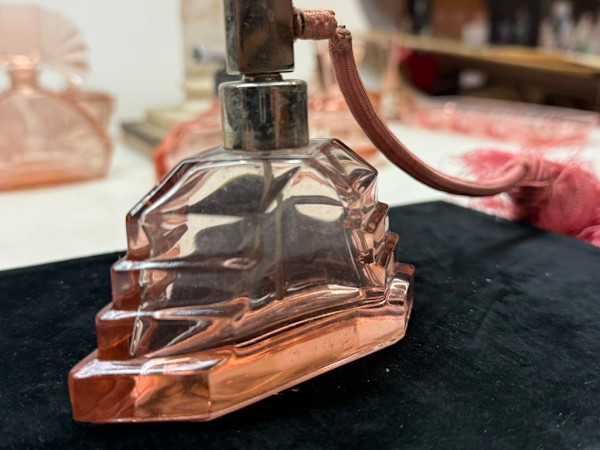 Art Deco pink perfume bottle