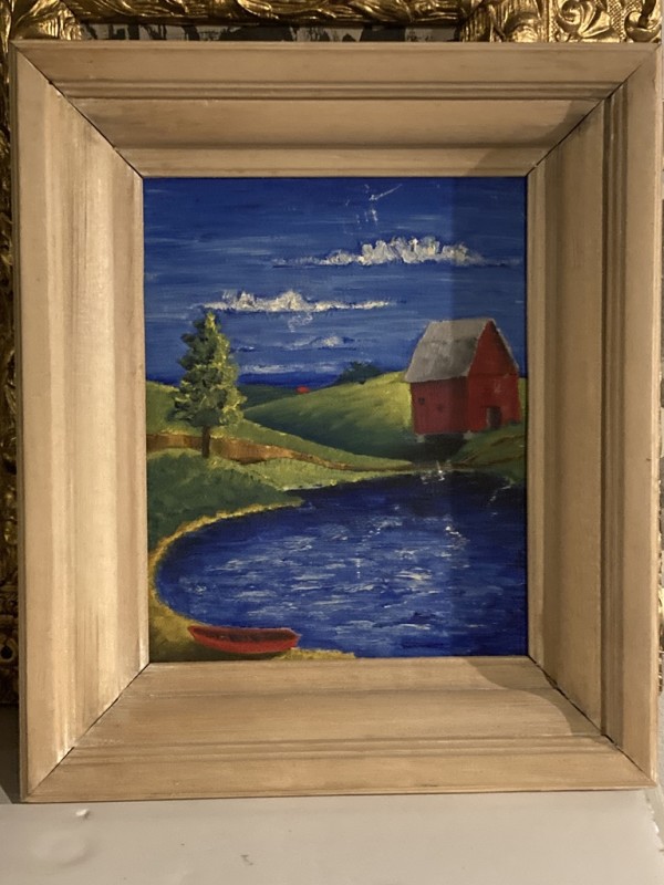 Framed original farm James Quentin Young painting