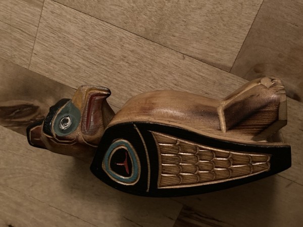 Haida hand carved owl trinket box