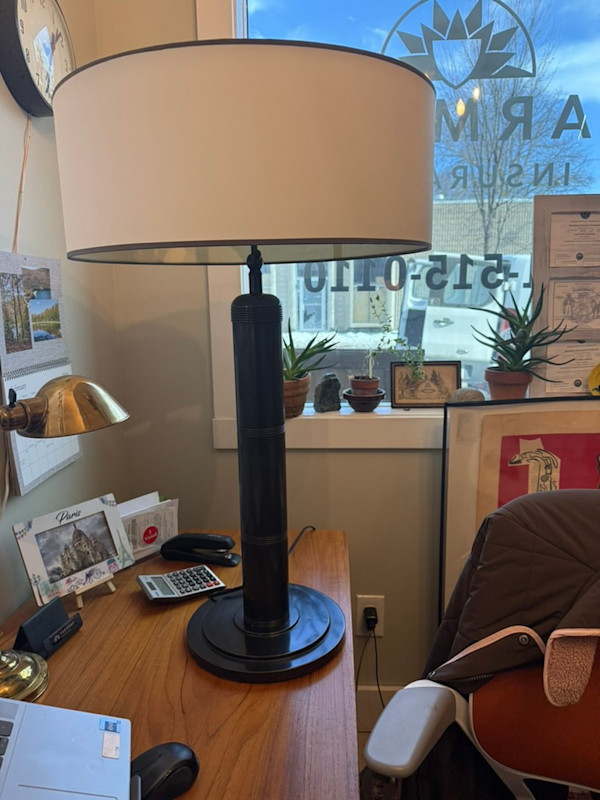 Pair of bullet lamps with large shade