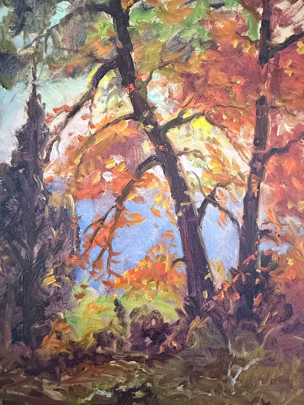 Carl G. T. Olson original oil painting on board fall trees SD16