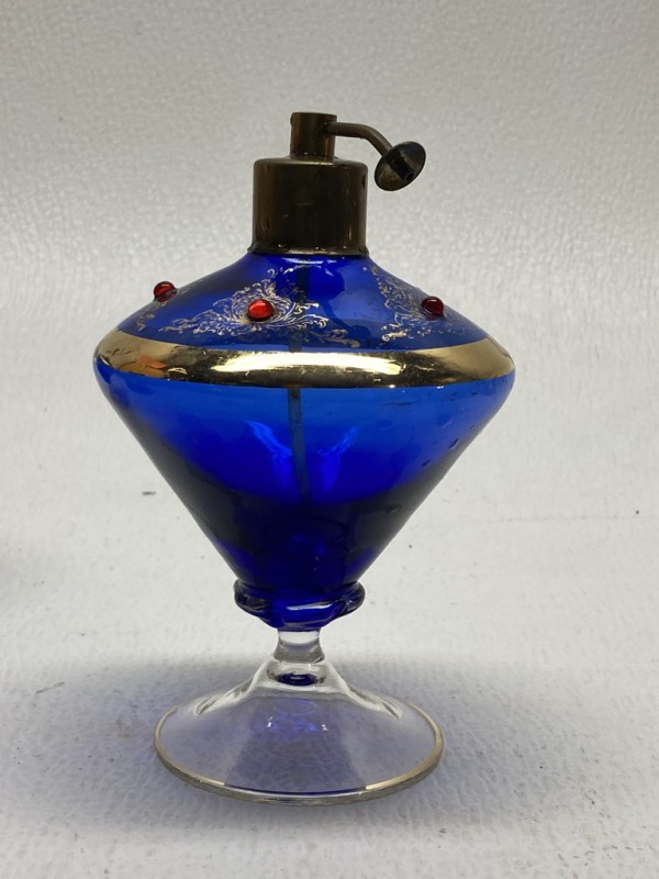 Cobalt Bohemian glass perfume bottle