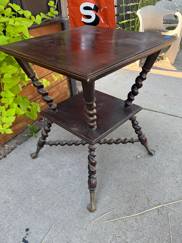 Victorian barley twist two tiered table, Image 1.