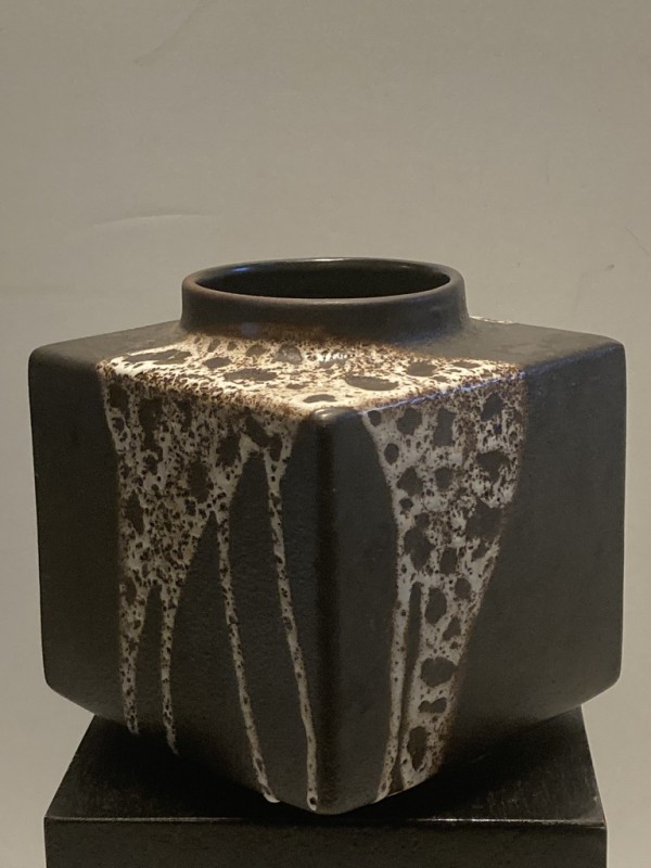 Square mid century modern art pottery vase