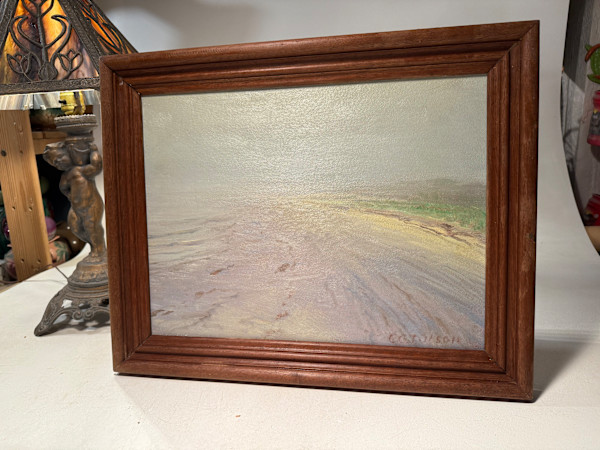 framed Carl G. T. Olson  original painting on board foggy landscape #103