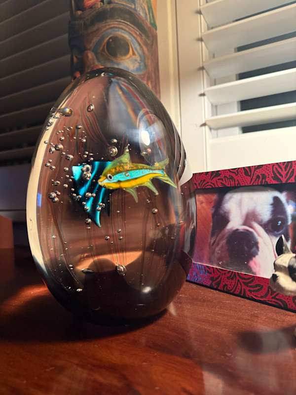 Hand blown Murano art glass Egg by Elio Raffaeli