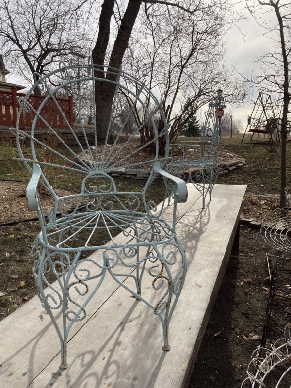 Small metal wire garden chair
