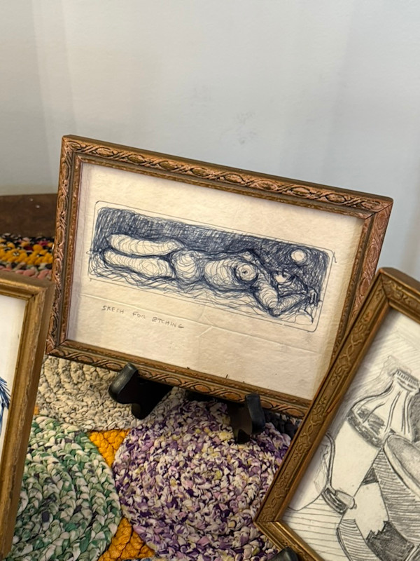 Framed mini original ink drawing