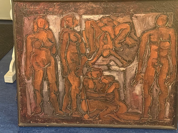 Original mid century modern figural painting