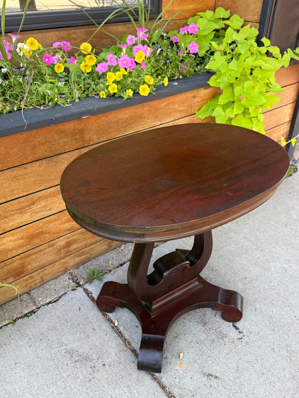 Oval Mahogany empire revival side table