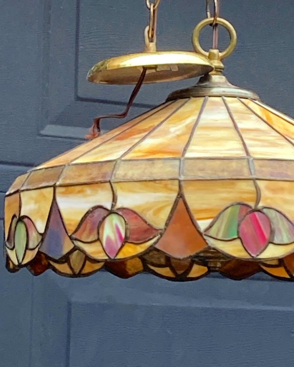 arts n crafts stained glass light fixture
