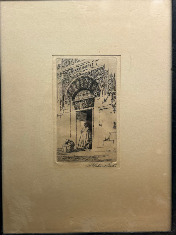 Framed etching by S. Chatwood Burton