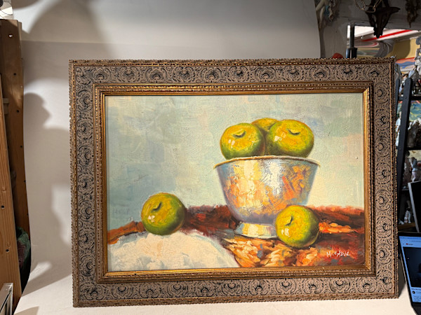 large painting of pears