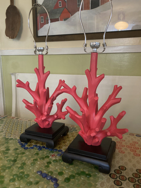 Pair of coral table lamps