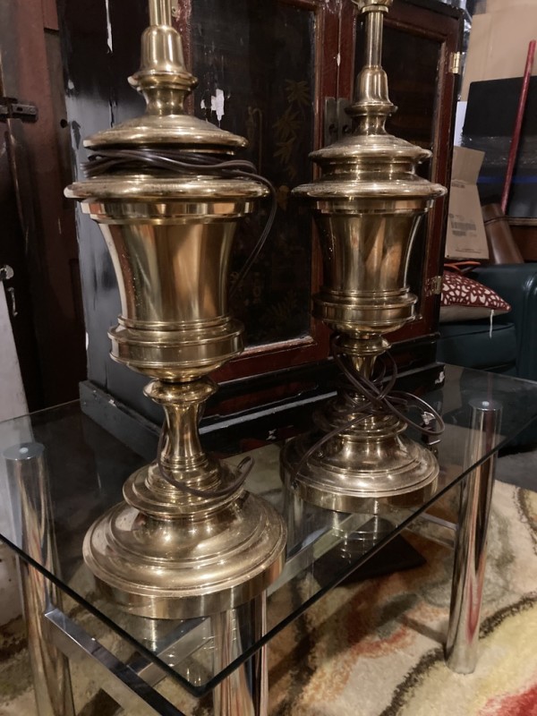 Pair of brass Siffel table lamps