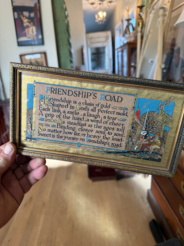 framed vintage motto print "Friendship's Road...", Image 1.
