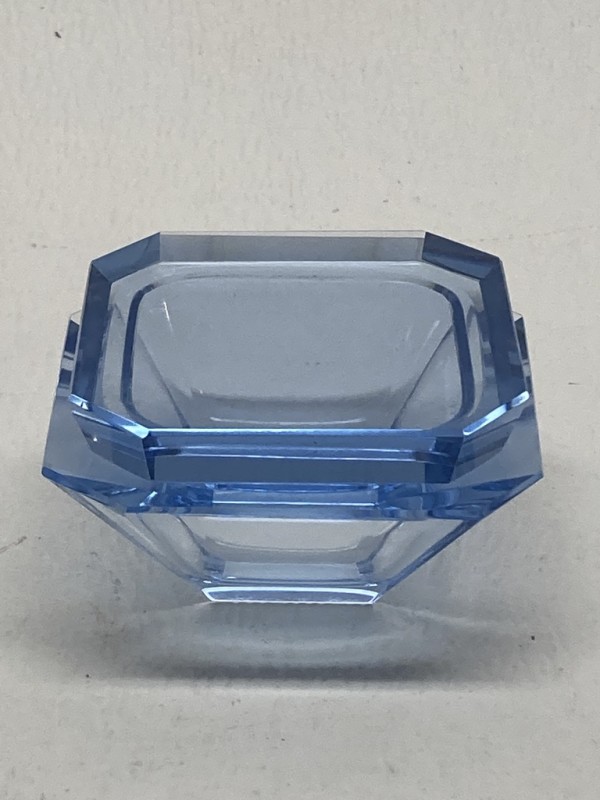 Art Deco ice berg blue geometric perfume ring dish