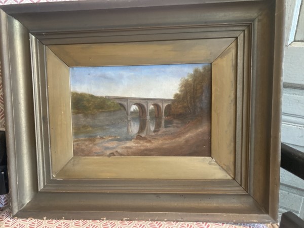 Original painting of arched bridge