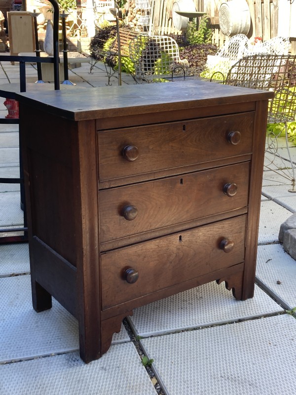 3 drawer walnut chest