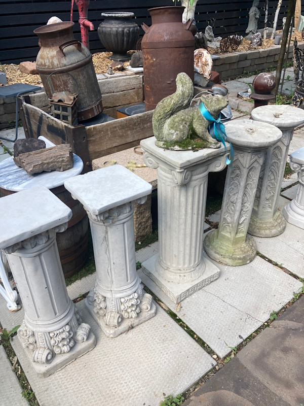Garden cement tall doric topped ribbed column
