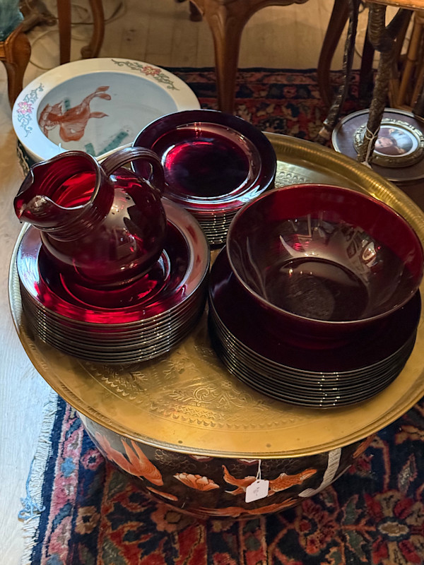 Anchor Hocking ruby red vegetable serving bowl
