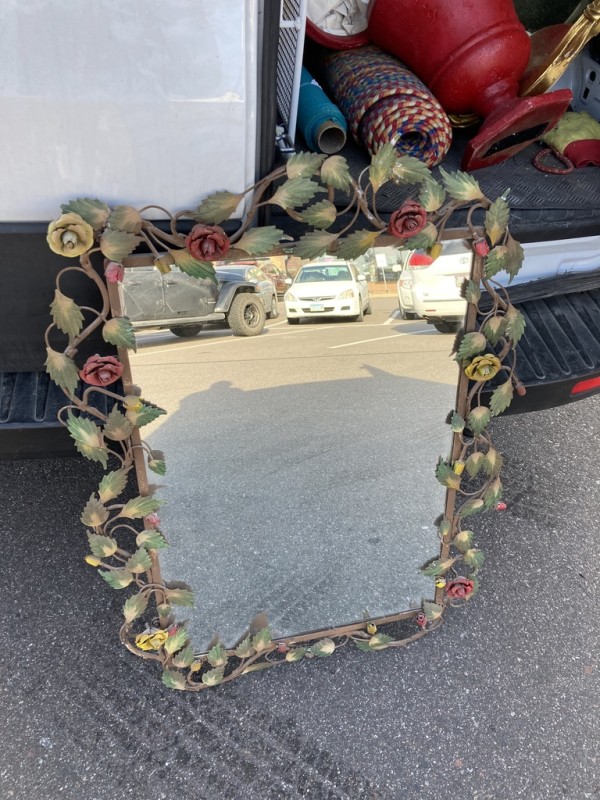 vintage ornate floral metal mirror