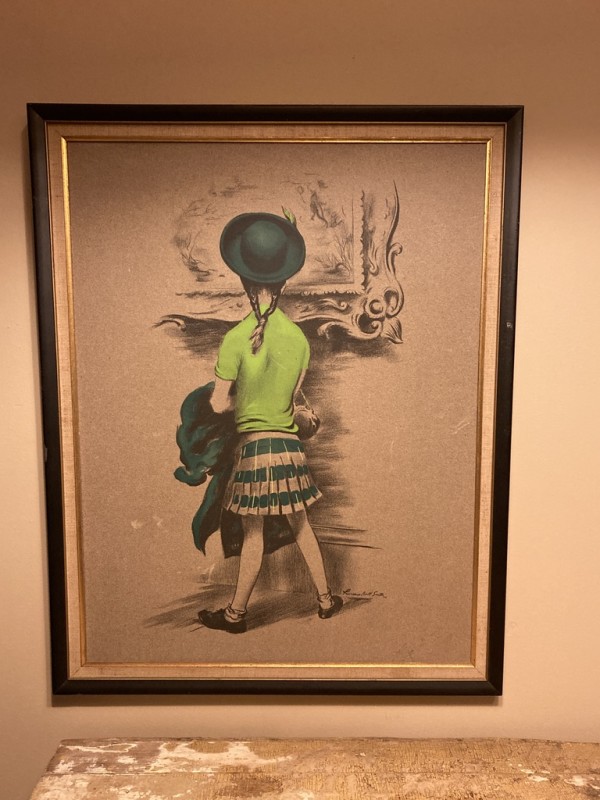 vintage framed lithograph Lawrence Beal Smith "Museum Visitor"