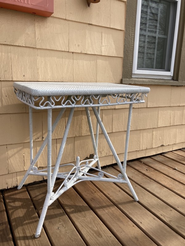 vintage 1920's painted wicker table