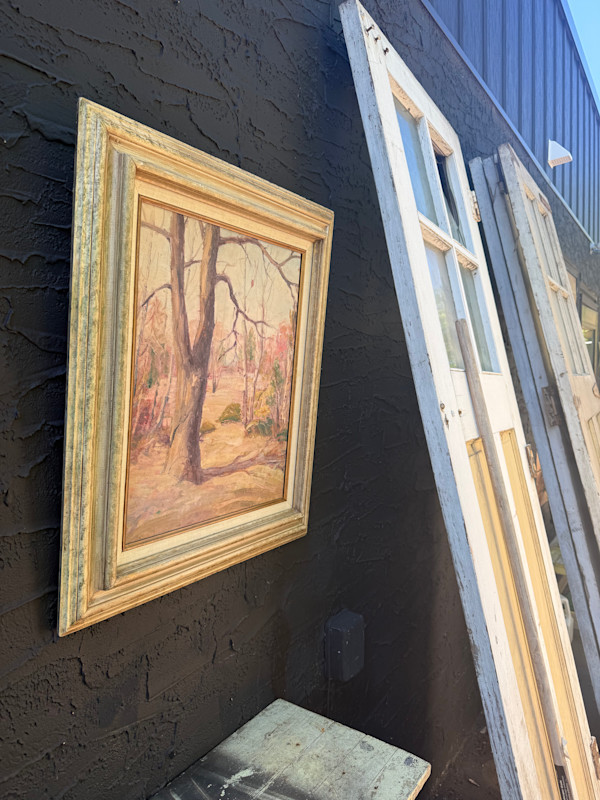 Carl G. T. Olson  original painting on board pink colored tree #91, Image 3.