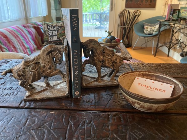 Cast iron tang horse bookends