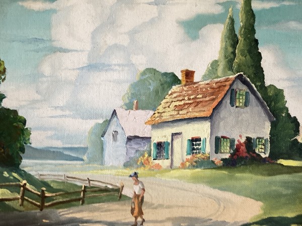 original painting of home in the spring