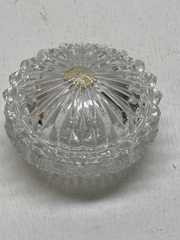 Art Deco clear covered perfume dish