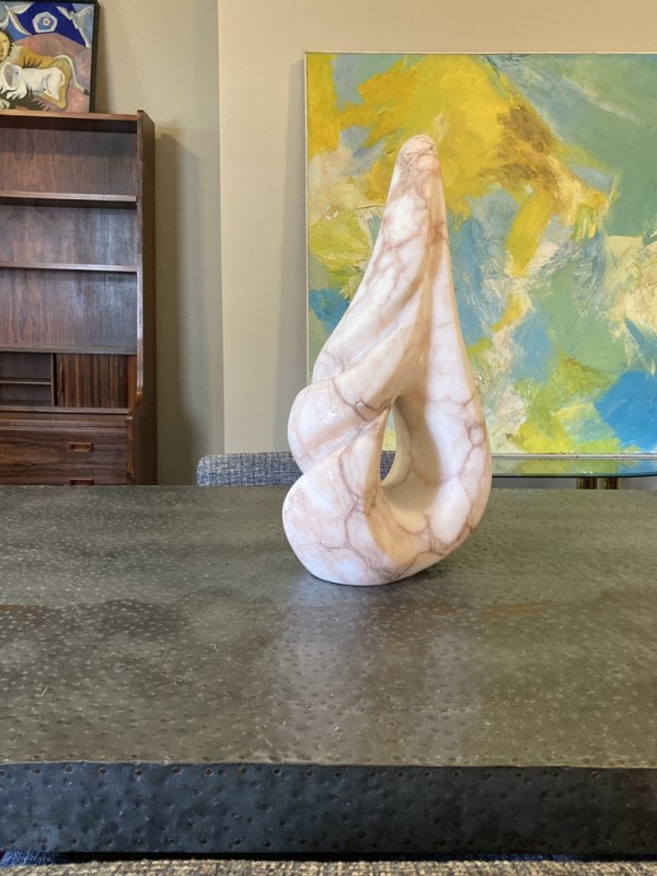original Modern pink marble stone sculpture
