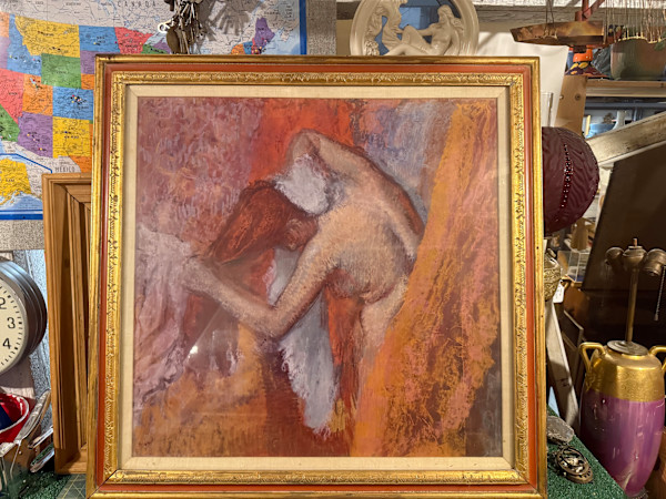 Large Degas lithograph of bather