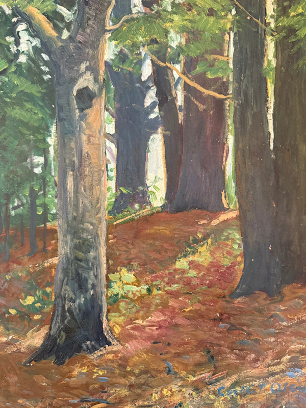 Carl G. T. Olson original oil painting on board forest SD7