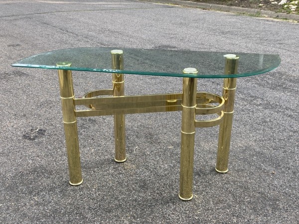 Brass and glass modern sofa table